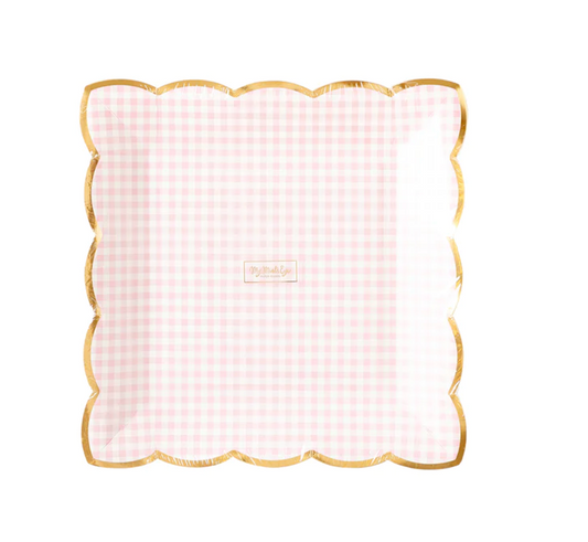 Pink Gingham Plate