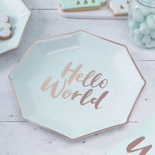 Hello World Dinner Plate | Hello World | Oh Baby | Baby Sprinkle | Sip and See | Baby Shower